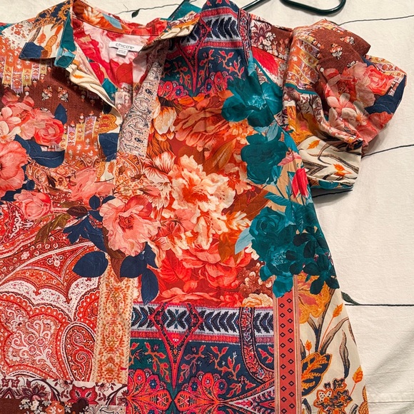 Chico's Red and Blue Floral Top - Picture 4 of 4